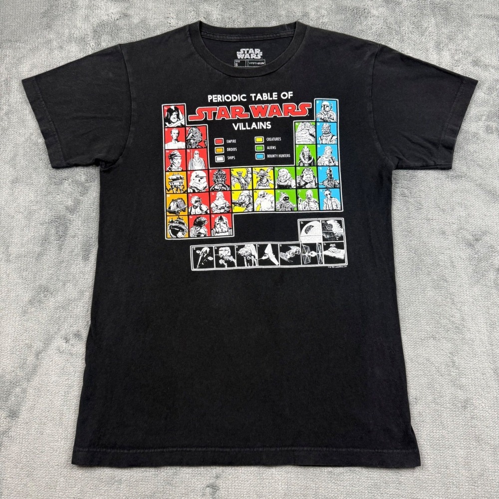 Star Wars Mens Periodic Table of Villains T-Shirt Black Fifth Sun Small Graphic